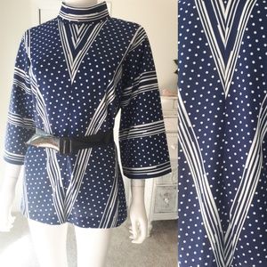 💙 Vintage 1960's Navy Blue Mod Girl Tunic Top